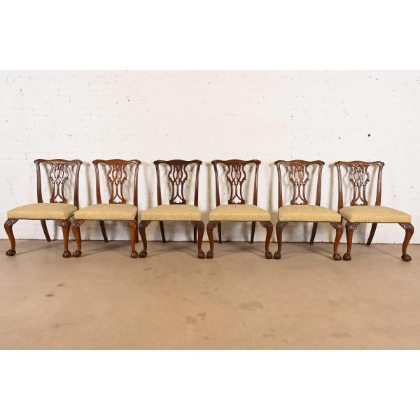 Baker Furniture Chippendale Carved Mahogany Dining Chairs, Set of Six - Image 3