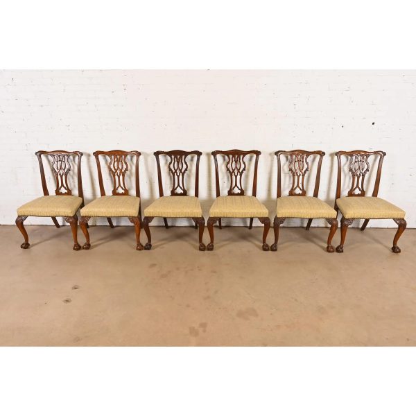 Baker Furniture Chippendale Carved Mahogany Dining Chairs, Set of Six - Image 4