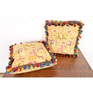 Mackenzie Childs Style Chinoiserie Accent Pillows, Pair