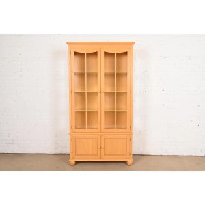 Ethan Allen Arts & Crafts Shaker Maple Lighted Bookcase Cabinet