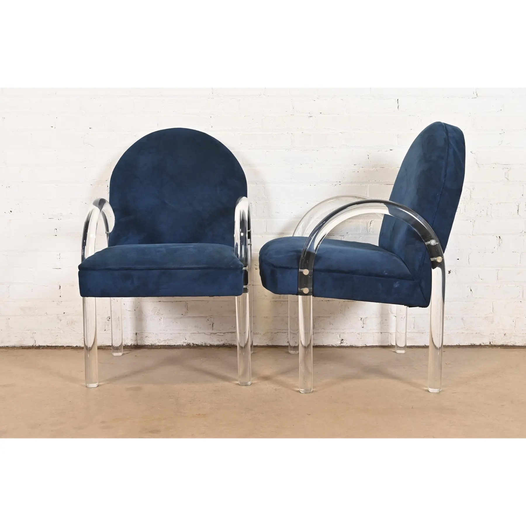 Leon Rosen for Pace Collection Modern Art Deco Lucite Waterfall Armchairs, Set of Ten - Image 6