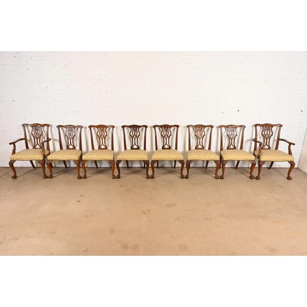 Baker Furniture Chippendale Carved Mahogany Dining Chairs, Set of Eight - Image 3
