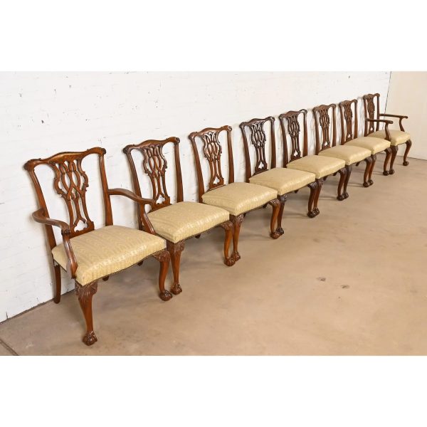 Baker Furniture Chippendale Carved Mahogany Dining Chairs, Set of Eight - Image 4