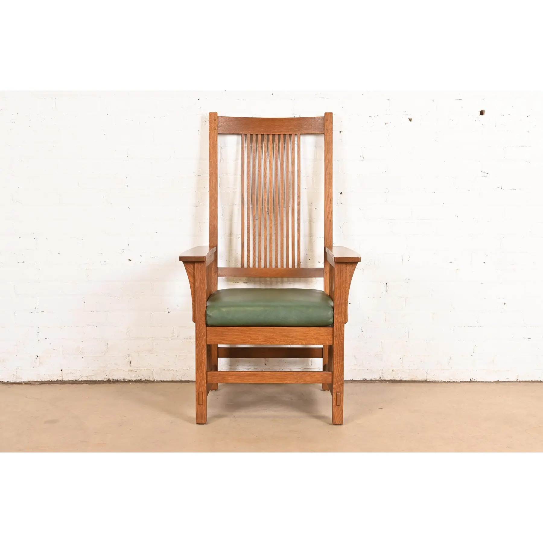 Stickley Mission Oak Arts & Crafts Spindle High Back Arm Chair