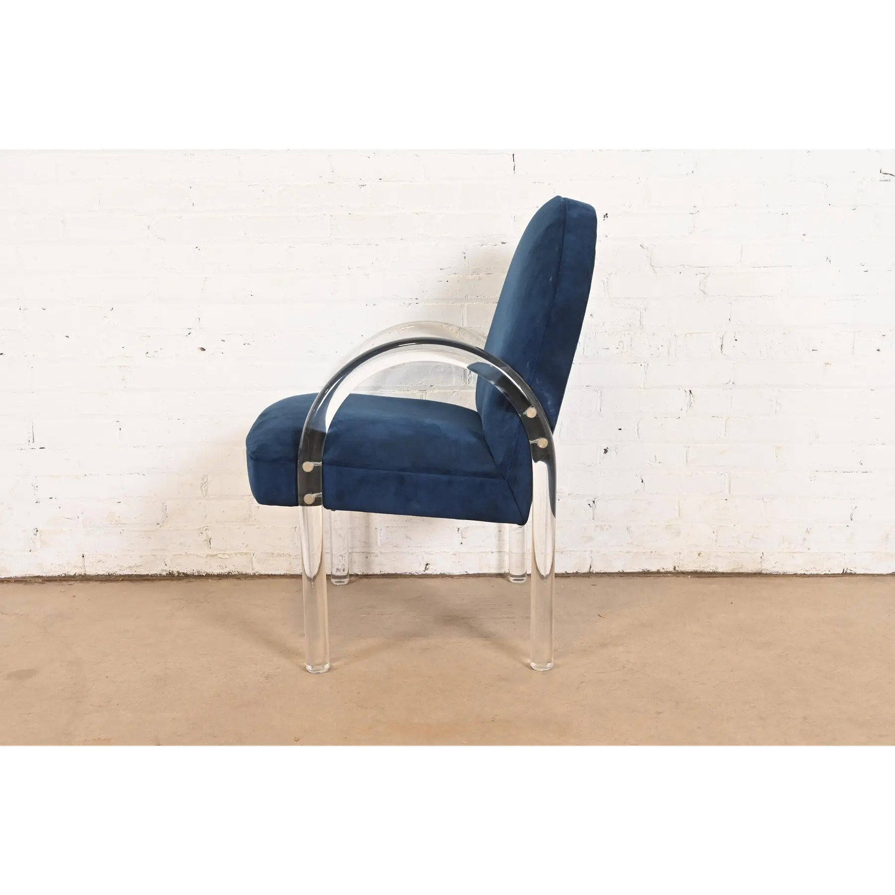 Leon Rosen for Pace Collection Modern Art Deco Lucite Waterfall Armchairs, Set of Ten - Image 12