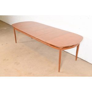 Tomlinson Mid-Century Modern Sculpted Walnut Extension Dining Table With Patchwork Parquet Top, Newly Refinished