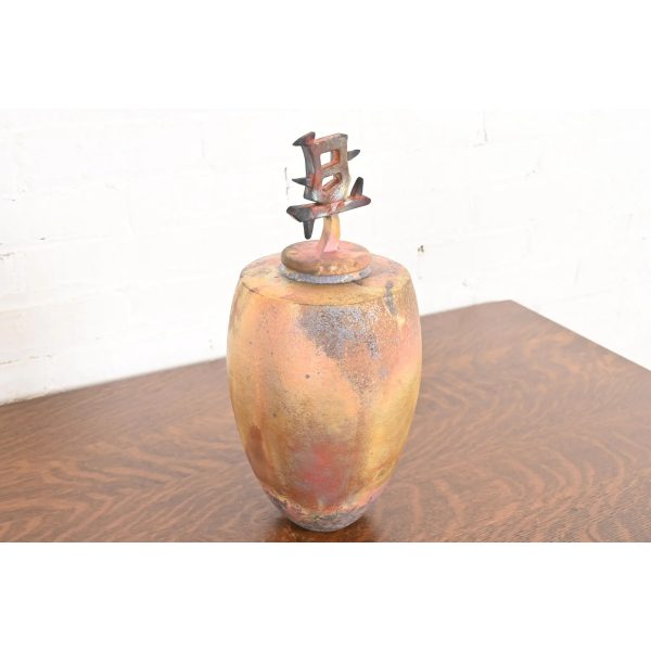 Japanese Raku Pottery Arts & Crafts Glazed Ceramic Art Pottery Lidded Vessel - Image 4