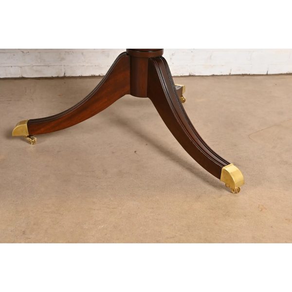 Kindel Furniture Georgian Flame Mahogany Double Pedestal Extension Dining Table, Newly Refinished - Image 10