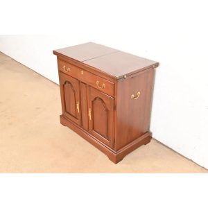 Harden Furniture Georgian Cherry Wood Flip Top Bar Cabinet or Buffet Server