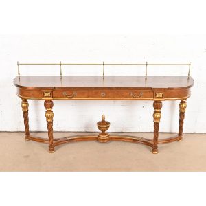 Karges French Regency Louis XVI Burled Walnut and Gold Gilt Console Table or Server