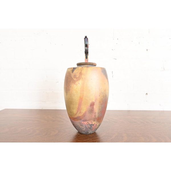 Japanese Raku Pottery Arts & Crafts Glazed Ceramic Art Pottery Lidded Vessel - Image 11