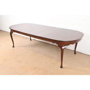 Henkel Harris Queen Anne Solid Mahogany Extension Dining Table, Newly Refinished