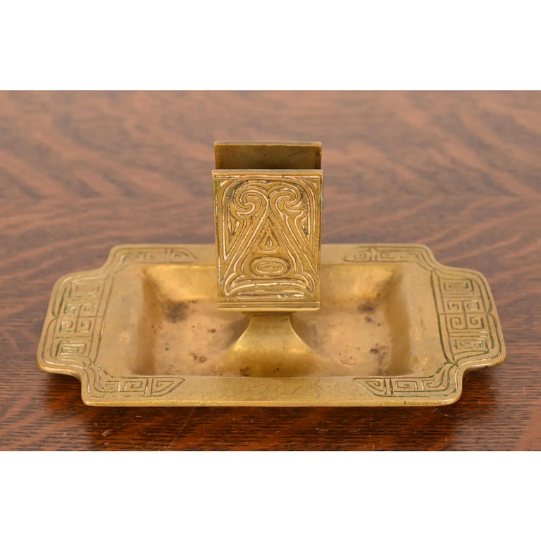 Tiffany Studios New York Chinese Pattern Bronze Doré Ashtray