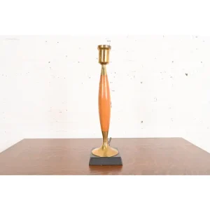 Mid-Century Modern Teak and Brass Desk Lamp or Table Lamp, Circa 1950s