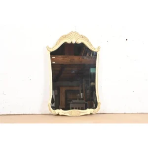 Romweber French Provincial Louis XV Cream Lacquered Wall Mirror, Circa 1960s