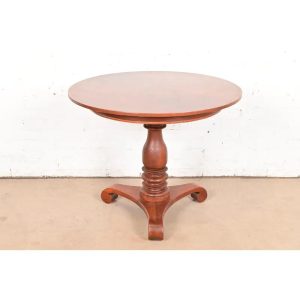 Baker Furniture Empire Carved Mahogany Pedestal Tea Table or Center Table