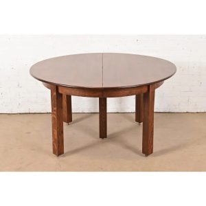 Gustav Stickley Antique Mission Oak Arts & Crafts Extension Dining Table, Newly Refinished