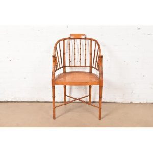 Baker Furniture Faux Bamboo and Cane Regency Armchair, 1960s