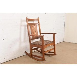 Stickley Harvey Ellis Collection Mission Arts & Crafts Inlaid Oak Rocking Chair