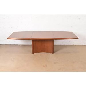 Skovby Danish Modern Teak Pedestal Extension Dining Table, Newly Refinished