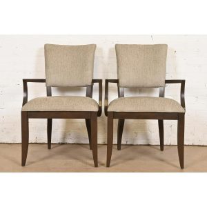 Barbara Barry Style Modern Regency Mahogany Armchairs or Dining Captain Chairs by Ethan Allen, Pair