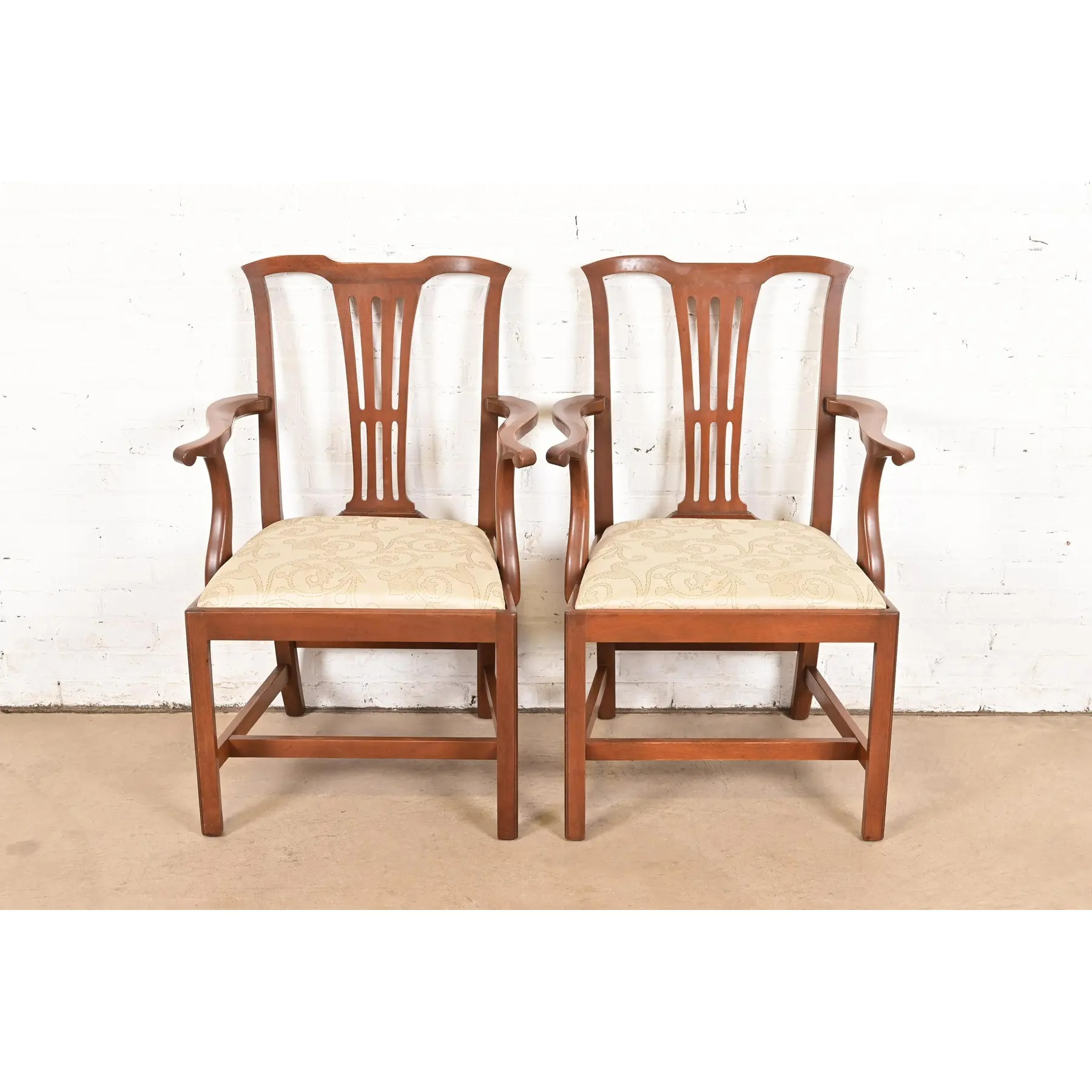 Kittinger Georgian Carved Mahogany Armchairs, Pair - Image 2