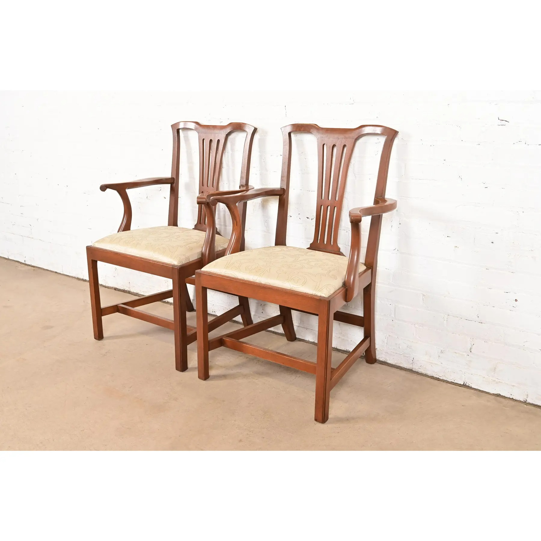 Kittinger Georgian Carved Mahogany Armchairs, Pair - Image 3