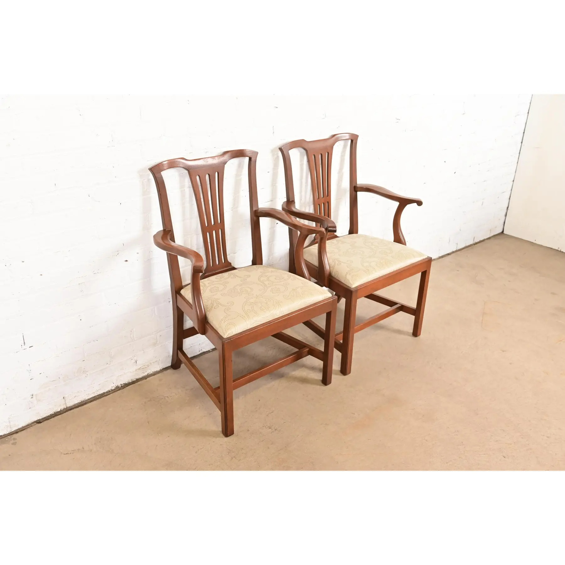 Kittinger Georgian Carved Mahogany Armchairs, Pair - Image 4