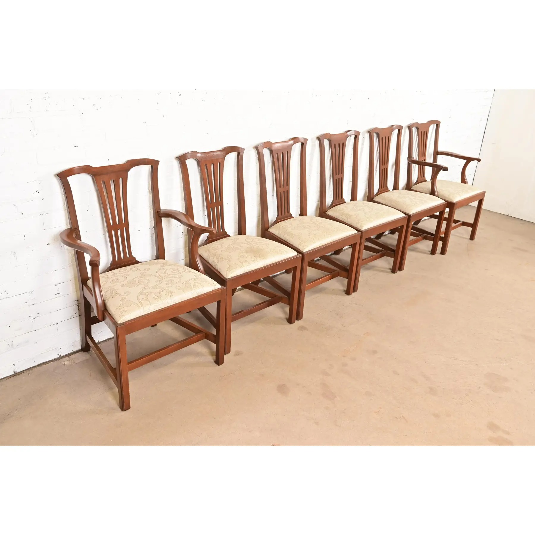 Kittinger Georgian Carved Mahogany Dining Chairs, Set of Six - Image 4