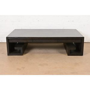 Thomas Pheasant for Baker Furniture Greek Key Black Lacquered Coffee Table