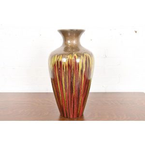 Modern Drip Glazed Large Ceramic Urn Form Vase