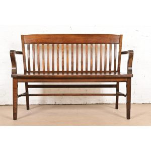 Antique Arts & Crafts Solid Walnut Lawyer's Bench, Circa 1920s