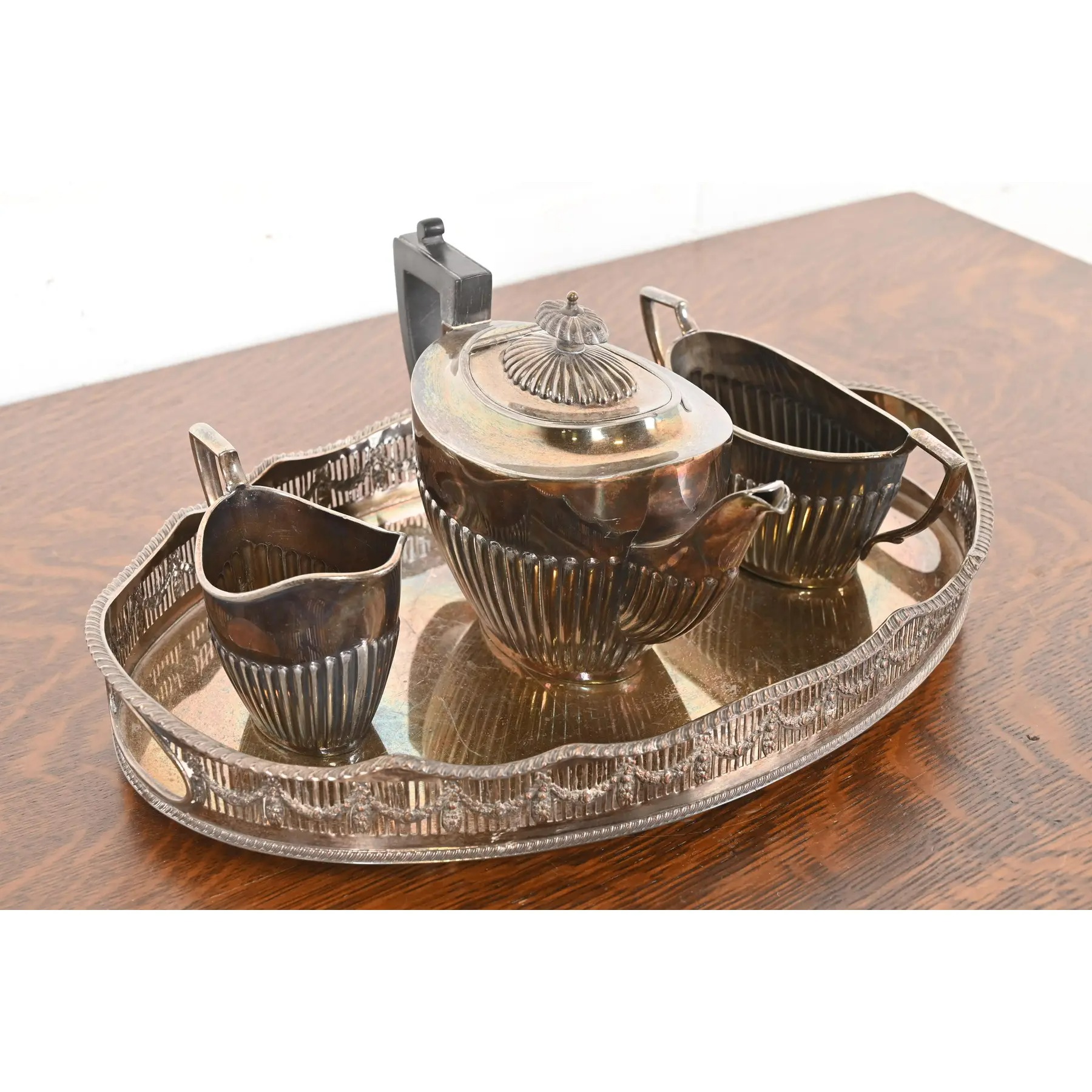 English Victorian Silverplate Tea and Coffee Service Set