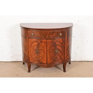 Romweber Federal Flame Mahogany Demilune Console Table, Circa 1920s