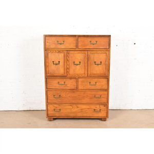 Henredon Mid-Century Modern Campaign Oak Gentleman's Chest, Circa 1970s