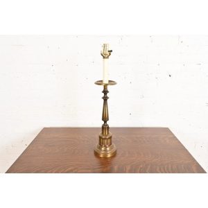 Ralph Lauren Style Mid-Century Hollywood Regency Brass Candlestick Table Lamp