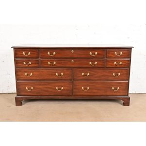 Henkel Harris Georgian Solid Mahogany Ten-Drawer Dresser or Credenza