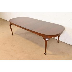 Henkel Harris Queen Anne Solid Cherry Wood Extension Dining Table, Newly Refinished