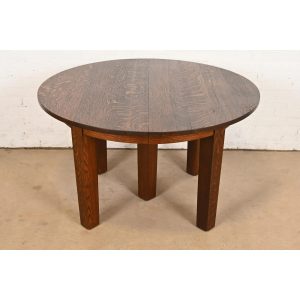 Gustav Stickley Antique Mission Oak Arts & Crafts Extension Dining Table, Circa 1910