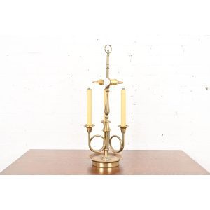 Ralph Lauren Style Regency Brass Candlestick Bouillotte Table Lamp