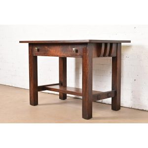 Limbert Antique Mission Oak Arts & Crafts Writing Desk or Library Table, Circa 1910