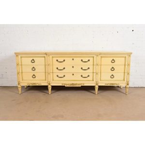 Henredon French Regency Louis XVI Cream Lacquered Triple Dresser, Circa 1960s