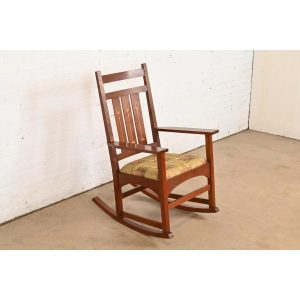 Stickley Harvey Ellis Collection Mission Arts & Crafts Inlaid Cherry Wood Rocking Chair