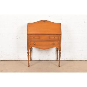 Landstrom Antique French Regency Louis XVI Carved Mahogany Drop Front Secretary Desk, Circa 1920s
