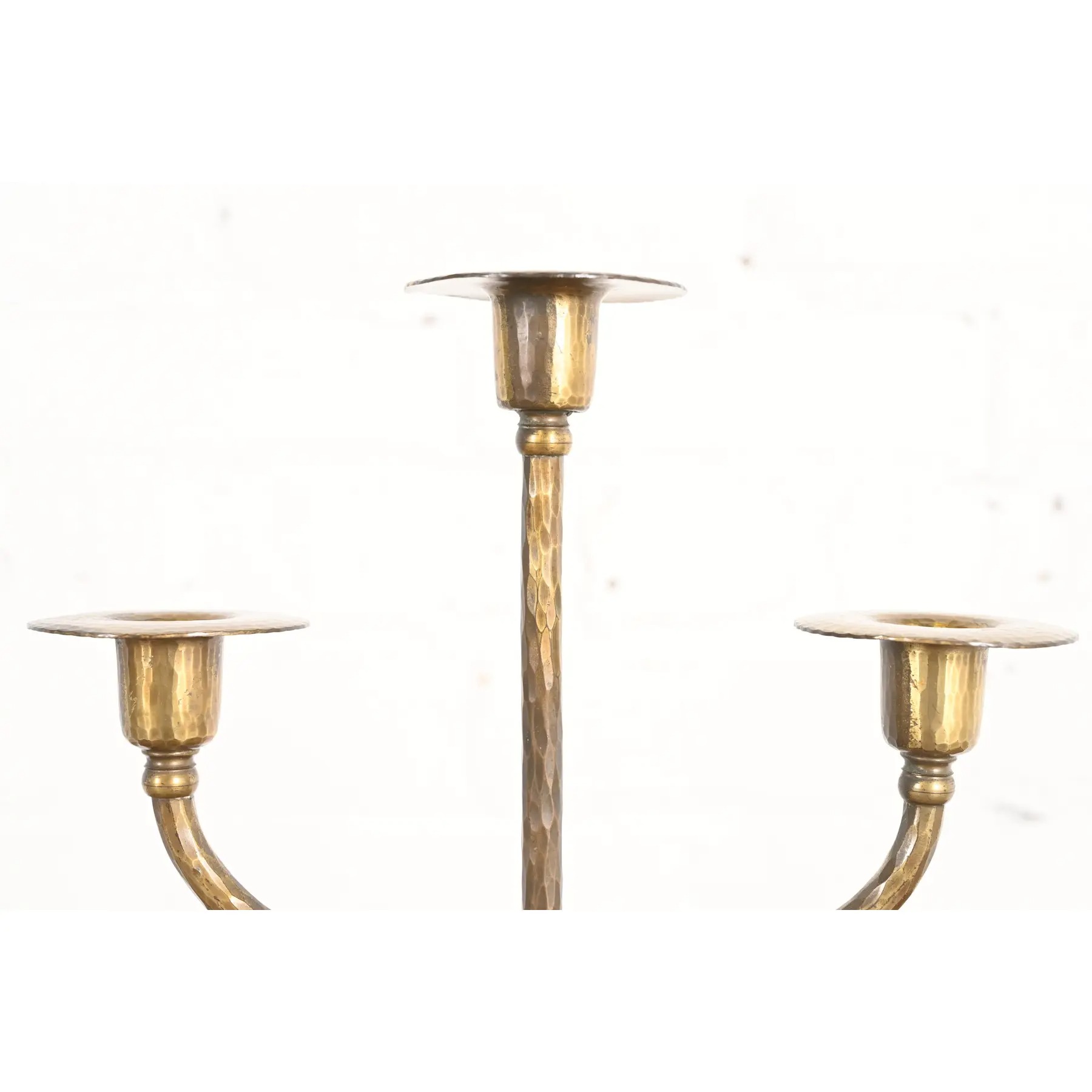 Roycroft Arts & Crafts Brass Finished Hammered Copper Candelabras, Pair - Image 6