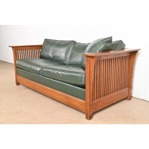 Stickley Mission Oak Arts and Crafts Spindle Sleeper Sofa