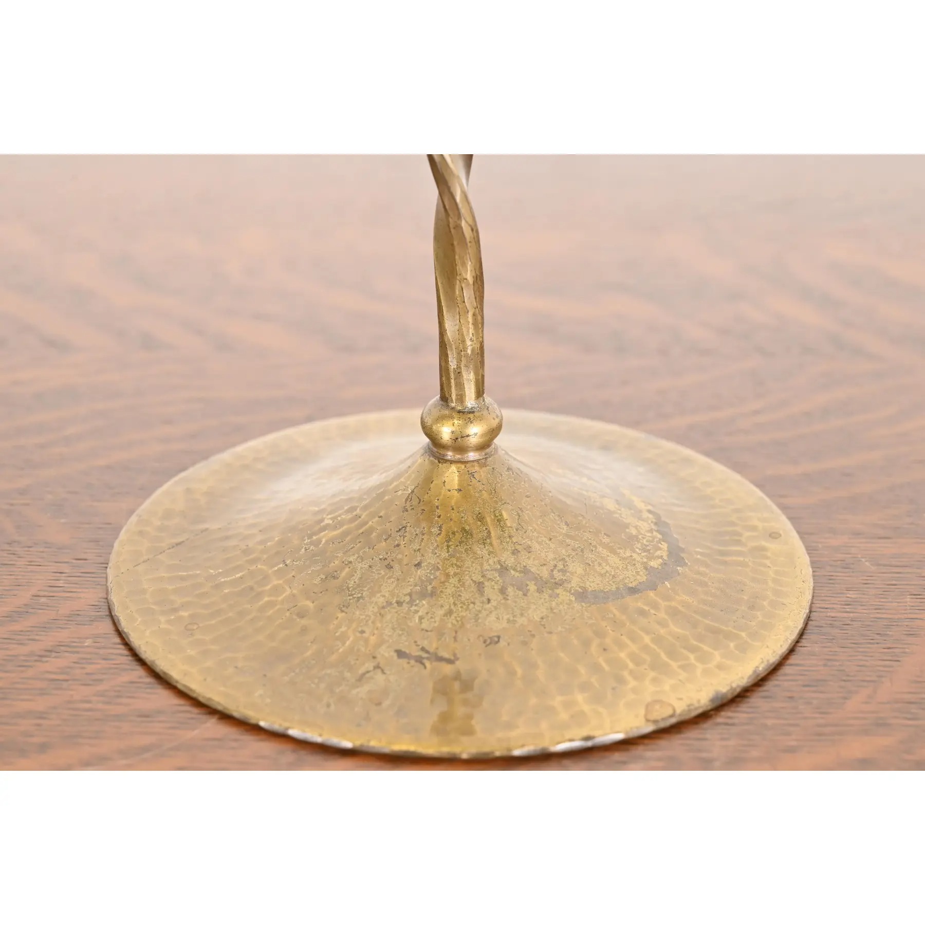 Roycroft Arts & Crafts Brass Finished Hammered Copper Candelabras, Pair - Image 8