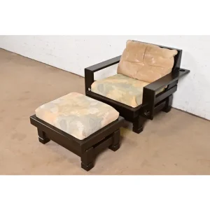 Klaus Rausch Mid-Century Brutalist Geometric Lounge Chair and Ottoman, 1960s