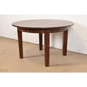 Gustav Stickley Antique Mission Oak Arts & Crafts Extension Dining Table, Circa 1910