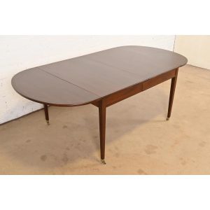 Baker Furniture Federal Banded Mahogany Drop Leaf Dining Table, Newly Refinished